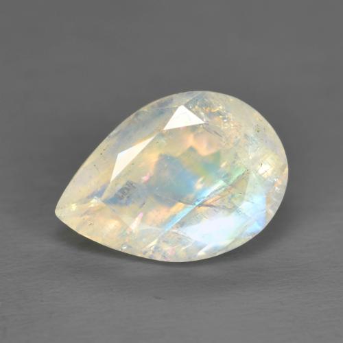 1.92캐럿 천연 푸르스름한 화이트 레인보우 문스톤, 배 모양, 10×7 mm, 투명한
