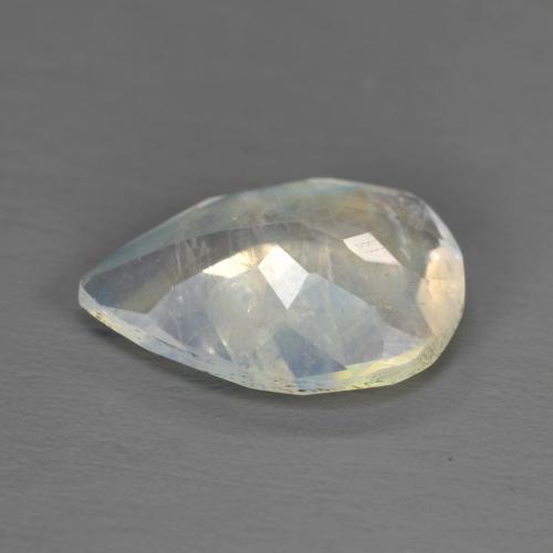 1.40캐럿 천연 푸르스름한 화이트 레인보우 문스톤, 배 모양, 9.9×7 mm, 투명한