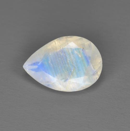 1.62캐럿 천연 푸르스름한 화이트 레인보우 문스톤, 배 모양, 10×7 mm, 투명한