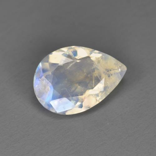 1.58캐럿 천연 푸르스름한 화이트 레인보우 문스톤, 배 모양, 10.1×7 mm, 투명한