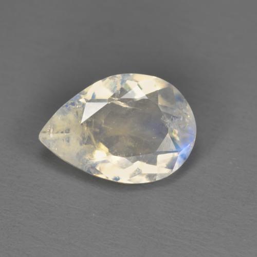 1.58캐럿 천연 푸르스름한 화이트 레인보우 문스톤, 배 모양, 10.1×7 mm, 투명한