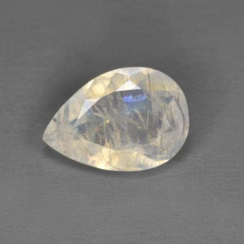 1.49캐럿 천연 푸르스름한 화이트 레인보우 문스톤, 배 모양, 9.9×6.9 mm, 투명한