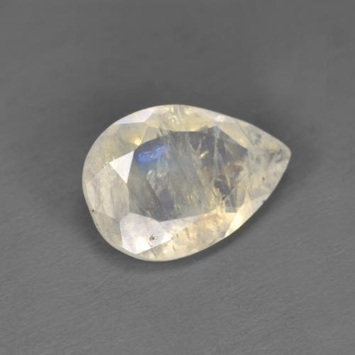 1.49캐럿 천연 푸르스름한 화이트 레인보우 문스톤, 배 모양, 9.9×6.9 mm, 투명한