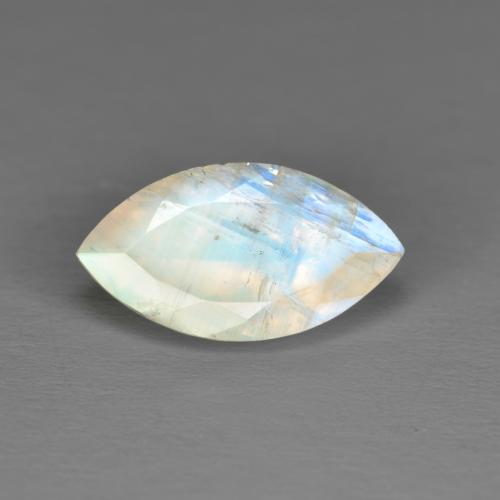 1.92캐럿 천연 푸르스름한 화이트 레인보우 문스톤, 마퀴즈, 11.7×6.4 mm, 투명한