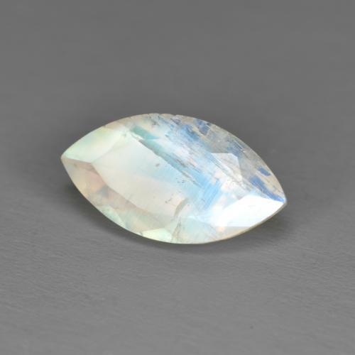 1.92캐럿 천연 푸르스름한 화이트 레인보우 문스톤, 마퀴즈, 11.7×6.4 mm, 투명한