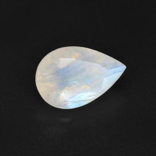 1.37캐럿 천연 푸르스름한 화이트 레인보우 문스톤, 배 모양, 9.1×6.1 mm, 투명한