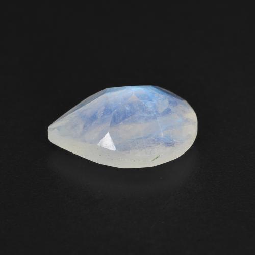 1.37캐럿 천연 푸르스름한 화이트 레인보우 문스톤, 배 모양, 9.1×6.1 mm, 투명한