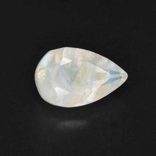 1.36캐럿 천연 푸르스름한 화이트 레인보우 문스톤, 배 모양, 8.8×5.8 mm, 투명한