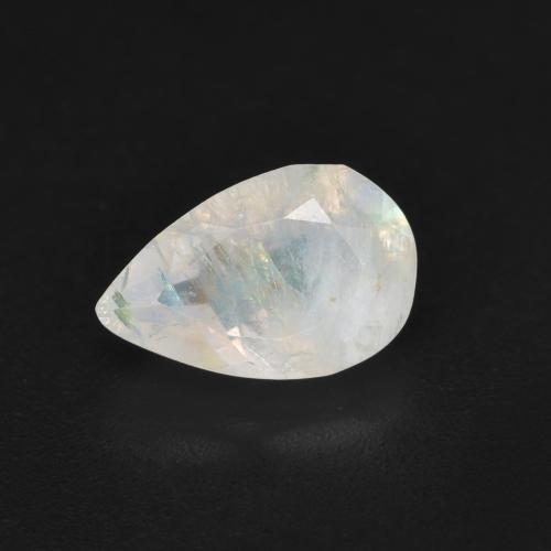 1.36캐럿 천연 푸르스름한 화이트 레인보우 문스톤, 배 모양, 8.8×5.8 mm, 투명한