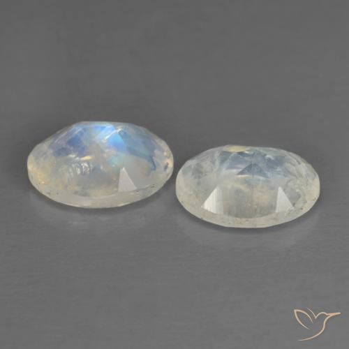 1.45캐럿 천연 푸르스름한 화이트 레인보우 문스톤 보석, 타원형 컷, 7.1×5.3 mm, 투명한