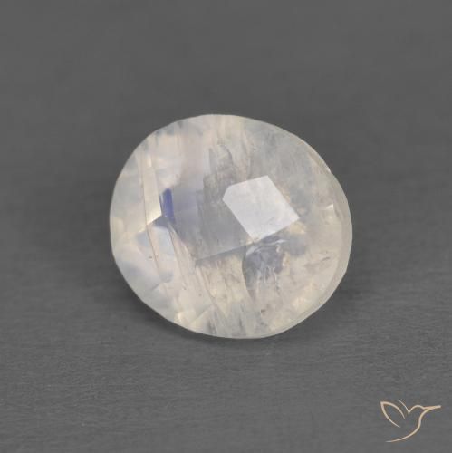 1.21ct 자연스러운 푸르스름한 흰색 레인보우 문스톤, 타원형, 투명한