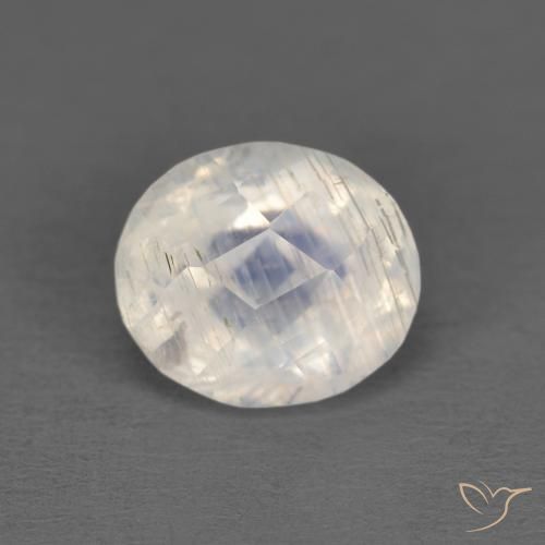 1.25ct 자연스러운 푸르스름한 흰색 레인보우 문스톤, 타원형, 투명한