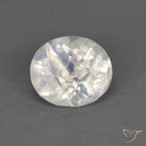 1.09ct 자연스러운 푸르스름한 흰색 레인보우 문스톤, 타원형, 투명한