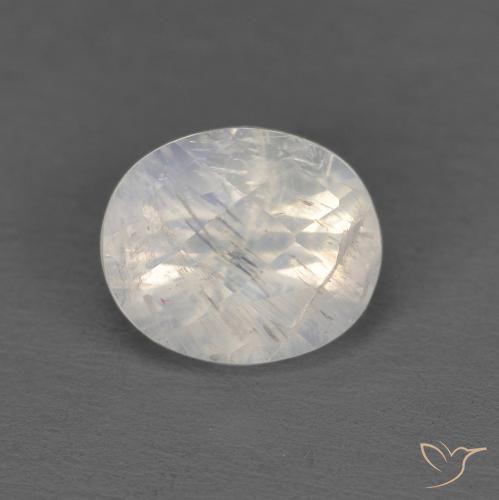 1.04ct 자연스러운 푸르스름한 흰색 레인보우 문스톤, 타원형, 투명한