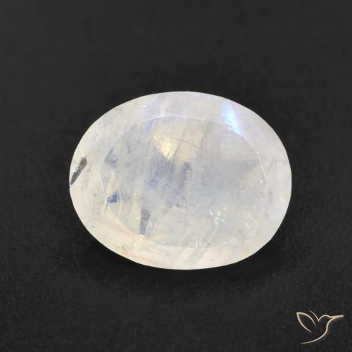 3.12ct 자연스러운 푸르스름한 흰색 레인보우 문스톤, 타원형, 투명한