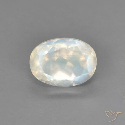 0.94ct 자연스러운 푸르스름한 흰색 레인보우 문스톤, 타원형, 투명한