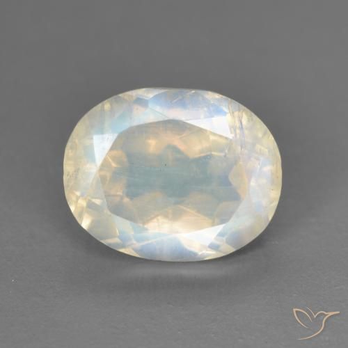2.81ct 자연스러운 푸르스름한 흰색 레인보우 문스톤, 타원형, 투명한