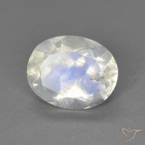 2.71ct 자연스러운 푸르스름한 흰색 레인보우 문스톤, 타원형, 투명한