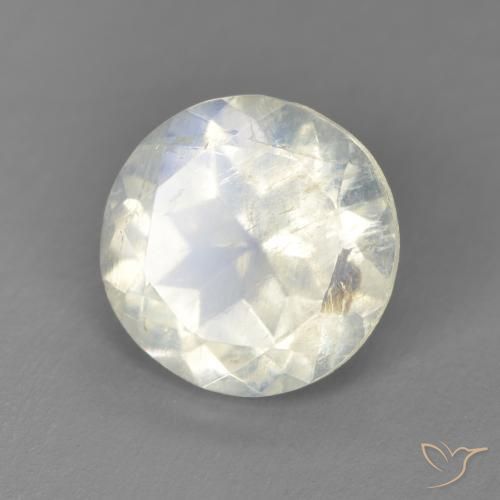 2.55ct 자연스러운 푸르스름한 흰색 레인보우 문스톤, 둥근, 투명한