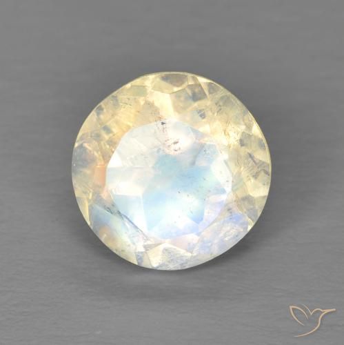 1.86ct 자연스러운 푸르스름한 흰색 레인보우 문스톤, 둥근, 투명한