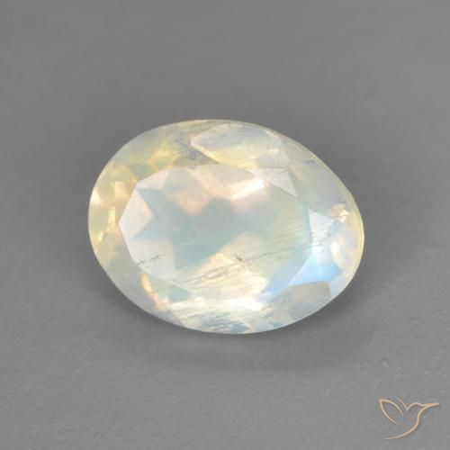 1.74ct 자연스러운 푸르스름한 흰색 레인보우 문스톤, 타원형, 투명한