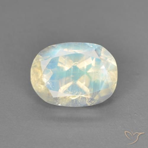 1.52ct 자연스러운 푸르스름한 흰색 레인보우 문스톤, 타원형, 투명한