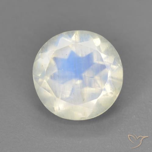 1.90ct 자연스러운 푸르스름한 흰색 레인보우 문스톤, 둥근, 투명한