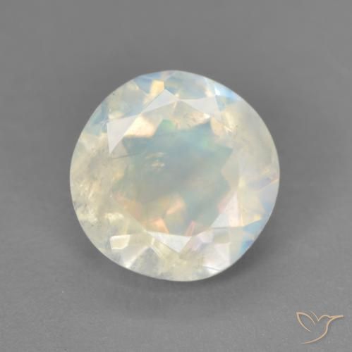 1.71ct 자연스러운 푸르스름한 흰색 레인보우 문스톤, 둥근, 투명한