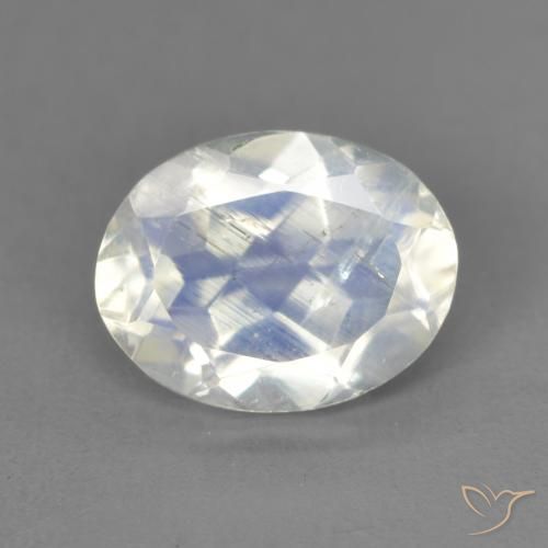 1.84ct 자연스러운 푸르스름한 흰색 레인보우 문스톤, 타원형, 투명한