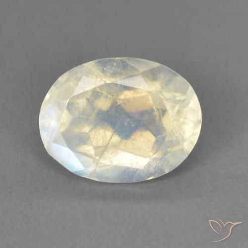 1.94ct 자연스러운 푸르스름한 흰색 레인보우 문스톤, 타원형, 투명한
