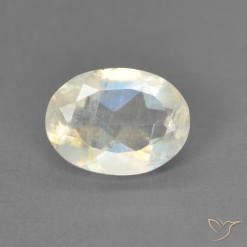 1.21ct 자연스러운 푸르스름한 흰색 레인보우 문스톤, 타원형, 투명한