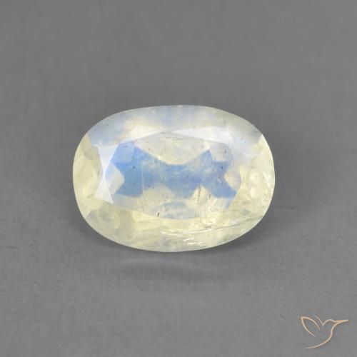 1.25ct 자연스러운 푸르스름한 흰색 레인보우 문스톤, 타원형, 투명한