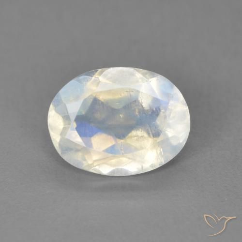 1.60ct 자연스러운 푸르스름한 흰색 레인보우 문스톤, 타원형, 투명한