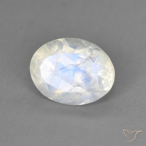 1.94ct 자연스러운 푸르스름한 흰색 레인보우 문스톤, 타원형, 투명한