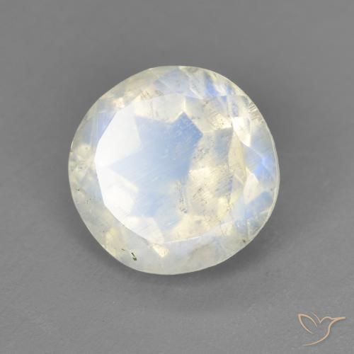 2.38ct 자연스러운 푸르스름한 흰색 레인보우 문스톤, 둥근, 투명한