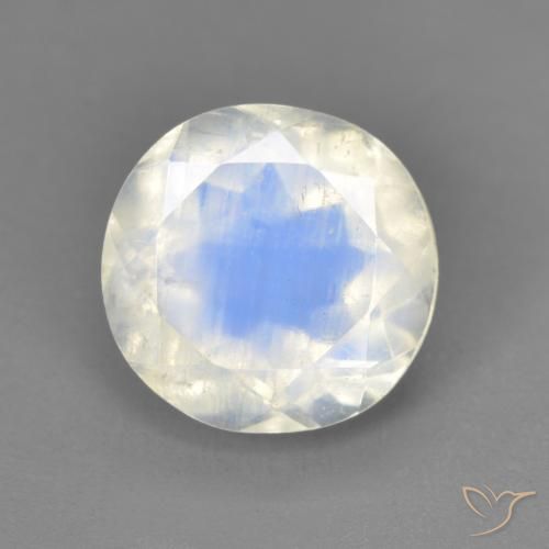 2.54ct 자연스러운 푸르스름한 흰색 레인보우 문스톤, 타원형, 투명한