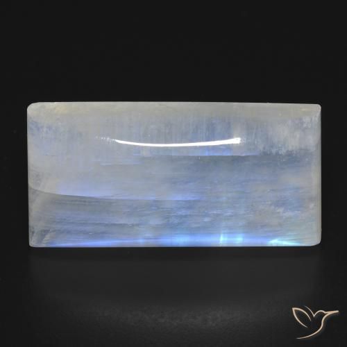 26.11ct 자연스러운 푸르스름한 흰색 레인보우 문스톤, 바게트, 투명한