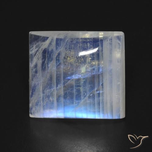 7.62ct 자연스러운 푸르스름한 흰색 레인보우 문스톤, 바게트, 투명한