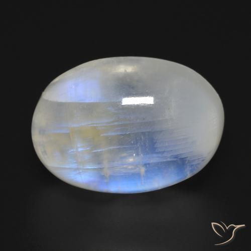 13.76ct 자연스러운 푸르스름한 흰색 레인보우 문스톤, 타원형, 투명한
