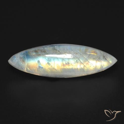 6.60ct 자연스러운 푸르스름한 흰색 레인보우 문스톤, 보석, 투명한