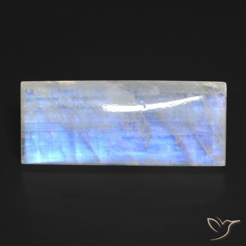 27.29ct 자연스러운 푸르스름한 흰색 레인보우 문스톤, 바게트, 투명한