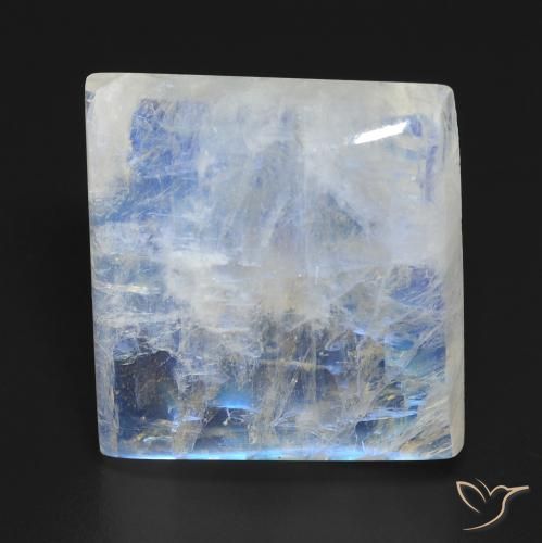 19.23ct 자연스러운 푸르스름한 흰색 레인보우 문스톤, 정사각형, 투명한