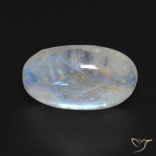 8.60ct 자연스러운 푸르스름한 흰색 레인보우 문스톤, 타원형, 투명한