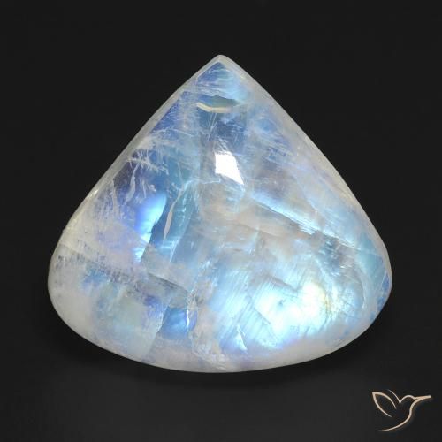 13.53ct 자연스러운 푸르스름한 흰색 레인보우 문스톤, 배 모양, 투명한