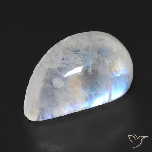 9.35ct 자연스러운 푸르스름한 흰색 레인보우 문스톤, 팬시한, 투명한