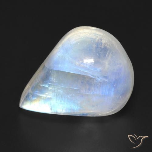 9.93ct 자연스러운 푸르스름한 흰색 레인보우 문스톤, 배 모양, 투명한