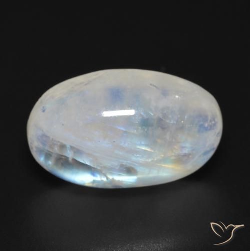 8.92ct 자연스러운 푸르스름한 흰색 레인보우 문스톤, 타원형, 투명한