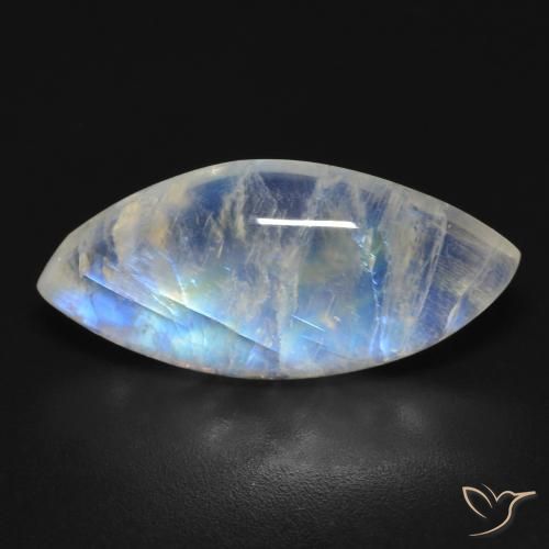 8.85ct 자연스러운 푸르스름한 흰색 레인보우 문스톤, 보석, 투명한