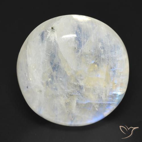 17.63ct 자연스러운 푸르스름한 흰색 레인보우 문스톤, 둥근, 투명한