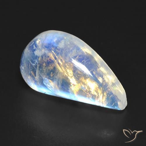 8.58ct 자연스러운 푸르스름한 흰색 레인보우 문스톤, 팬시한, 투명한